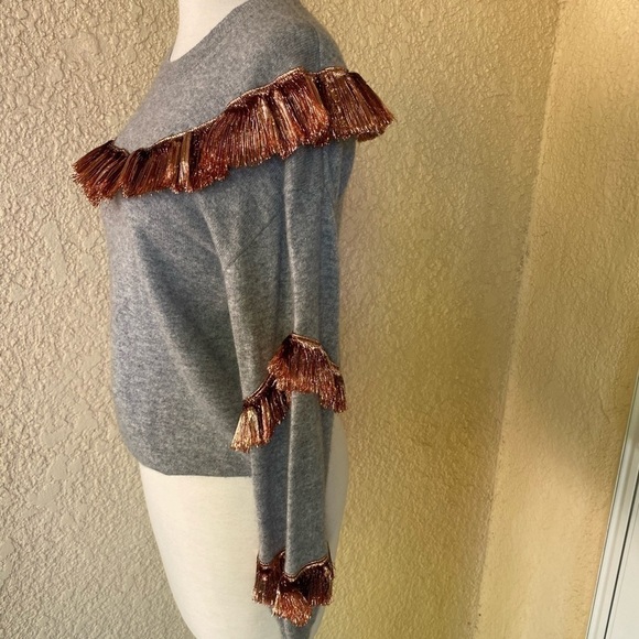 J.Crew Cashmere Sweater Lamé‎ Fringe Heather Gray XS - Picture 13 of 16